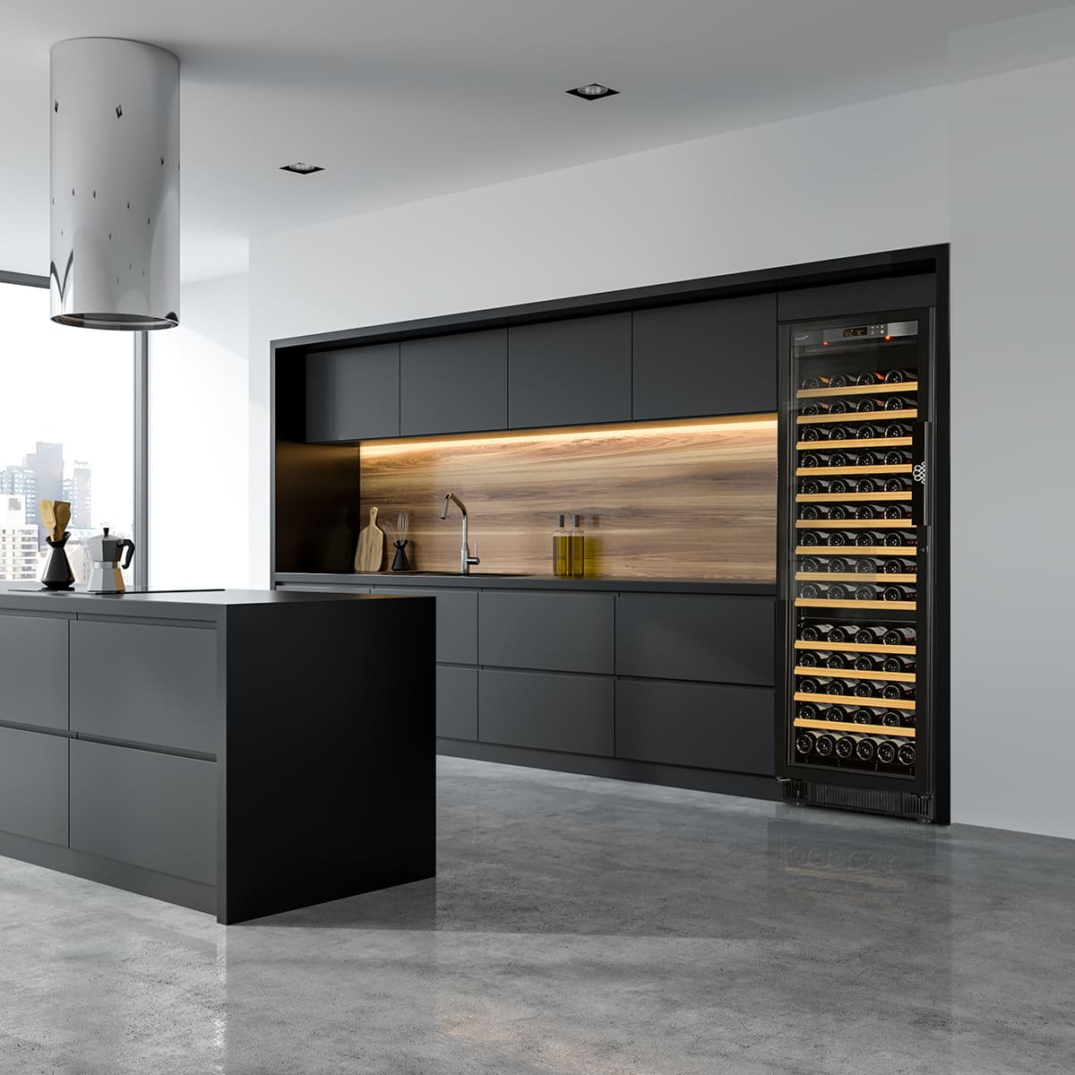 Large wine serving cabinet, multi-temperature - Pure